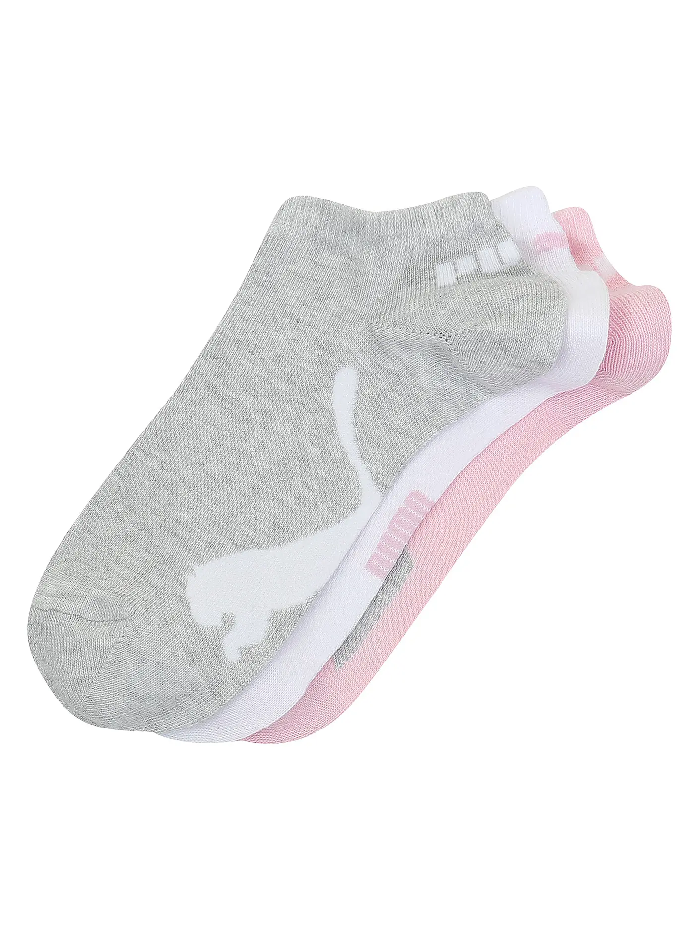 PUMA | Sneaker Socken 3er Pkg navy / grey / strong blue | rosa